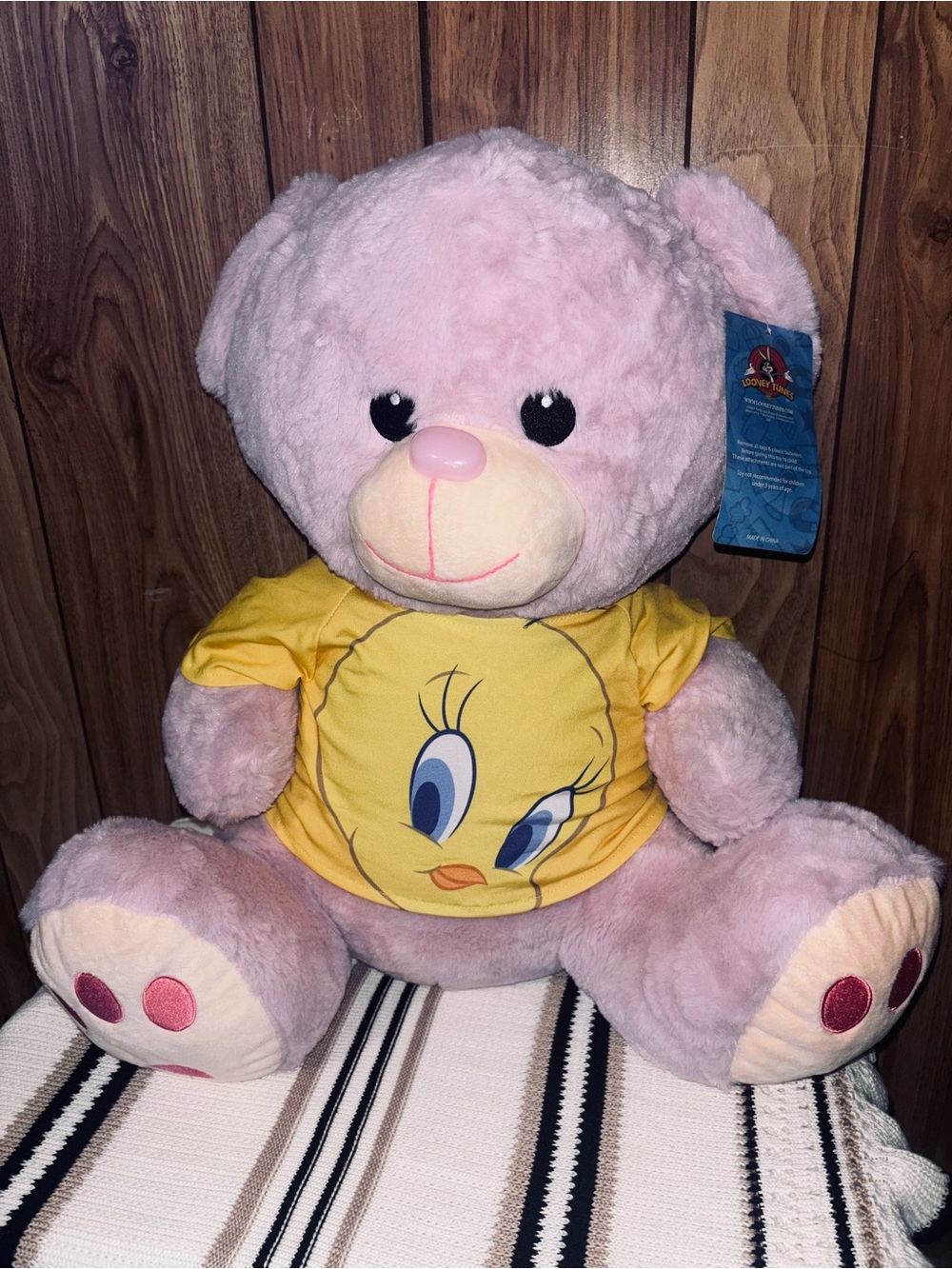 Punk Teddy Bear-Looney Tunes with Tweety Bird T-Shirt  Soft Plush-Six Flags